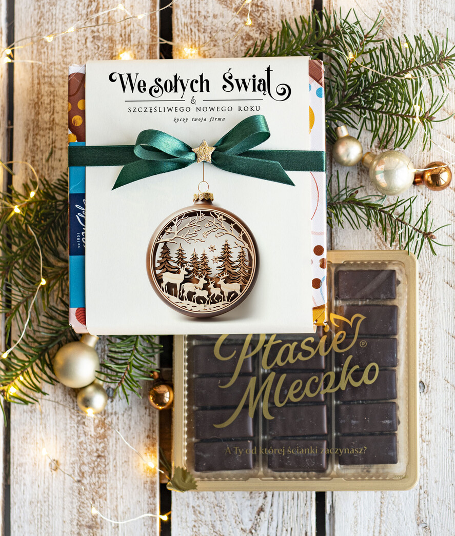 Prezenty oferta dla Firm CZEKOLADA/ pralinki/ bomboniery czekoladki ptasie mleczko bombonierka na prezent świąteczny z logo, Drobne prezenty dla firm świąteczne czekoladki z życzeniami, Bombonierka świąteczna z życzeniami, drobne upominki na święta dla pracowników, świąteczne gadżety kontrahentów0