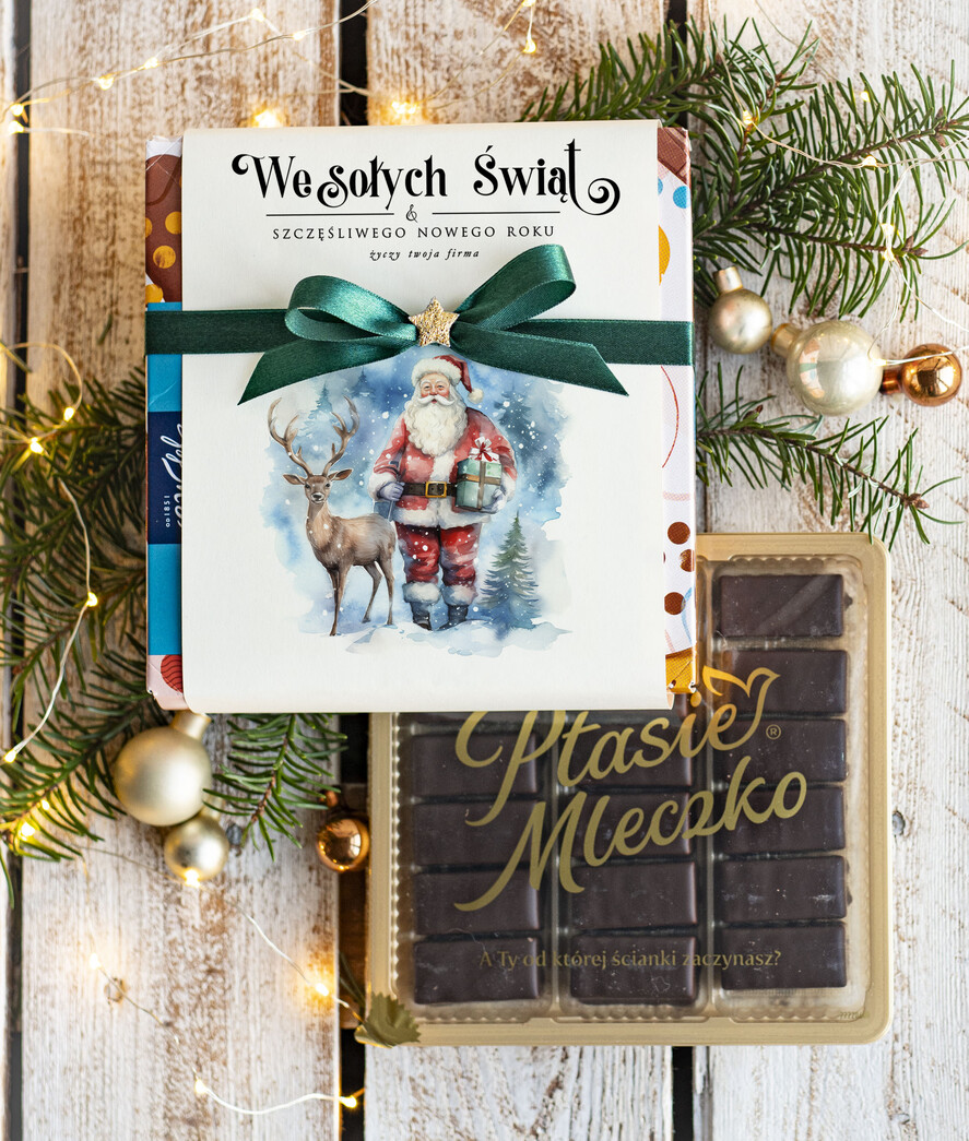 Prezenty oferta dla Firm CZEKOLADA/ pralinki/ bomboniery czekoladki ptasie mleczko bombonierka na prezent świąteczny z logo, Drobne prezenty dla firm świąteczne czekoladki z życzeniami, Bombonierka świąteczna z życzeniami, drobne upominki na święta dla pracowników, świąteczne gadżety kontrahentów0