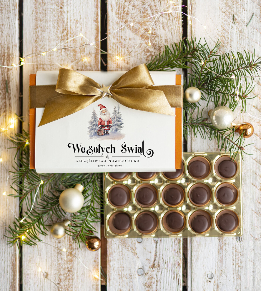 Prezenty oferta dla Firm CZEKOLADA/ pralinki/ bomboniery czekoladki bombonierka na prezent świąteczny z logo,  Drobne prezenty dla firm świąteczne czekoladki z życzeniami, Bombonierka świąteczna z życzeniami, drobne upominki na święta dla pracowników, świąteczne gadżety  kontrahentów0