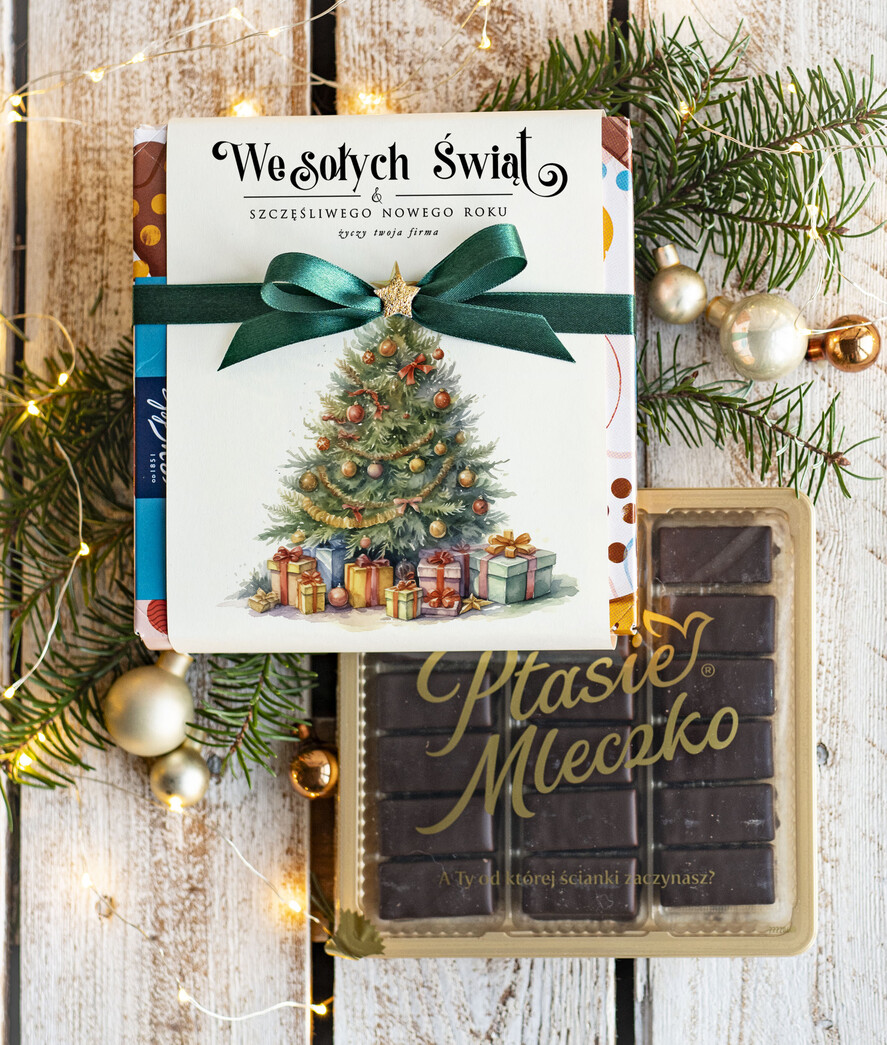 Prezenty oferta dla Firm CZEKOLADA/ pralinki/ bomboniery czekoladki ptasie mleczko bombonierka na prezent świąteczny z logo, Drobne prezenty dla firm świąteczne czekoladki z życzeniami, Bombonierka świąteczna z życzeniami, drobne upominki na święta dla pracowników, świąteczne gadżety kontrahentów0