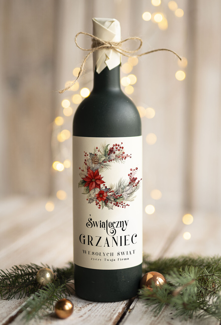Prezenty oferta dla Firm GRZANIEC Grzaniec ze świąteczną etykietą, świąteczne prezenty dla klientów, upominki prezenty biznesowe dla firm, drobne upominki na święta dla pracowników, prezent na świeta0