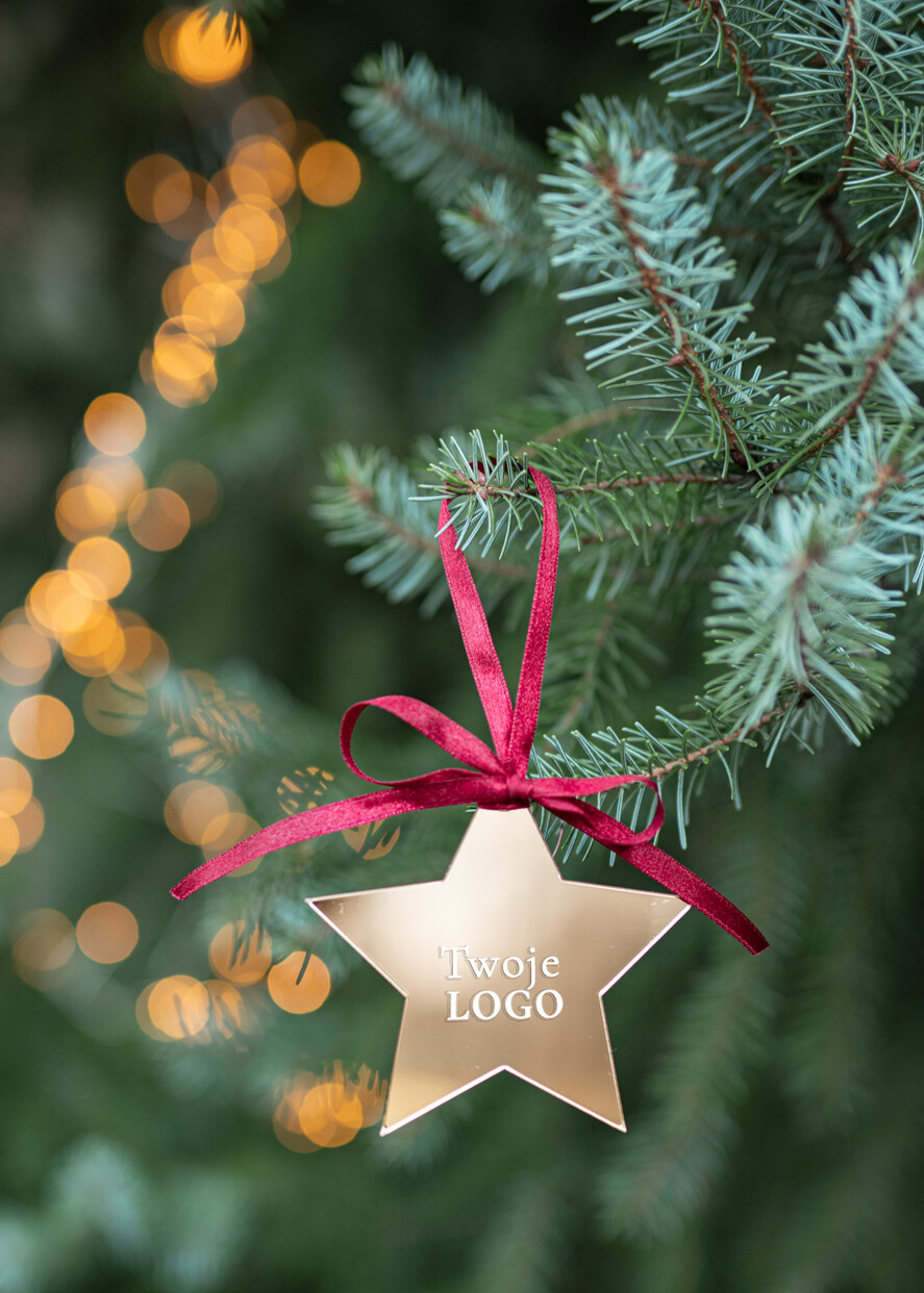 Prezenty oferta dla Firm Bombki ZAWIESZKI na choinkę Prezent Biznesowy Na Święta z Logo Złota Bombka z logo na choinkę Złote Lustro Zawieszka z Logo Firmy  1