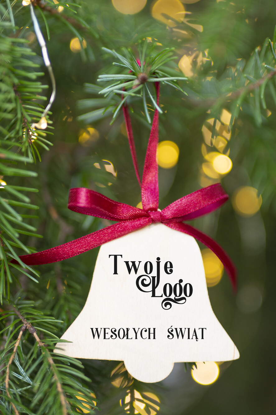 Prezenty oferta dla Firm Bombki ZAWIESZKI na choinkę Prezent Biznesowy Na Święta Bombka dzwoneczek z Logo Zawieszka Choinka z logo dla firm idealny upominek B2B0
