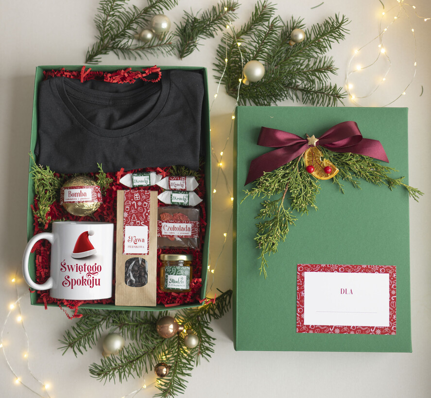 prezenty dla niej Zestawy z Koszulką  Prezent dla Niej Świąteczna Koszulka z napisem, pomysl na prezent dla mamy pod choinkę zestaw z koszulką , prezent na święta dla dziewczyny Koszulka T Shirt Damski w  Zestawie Prezentowy dla żony2