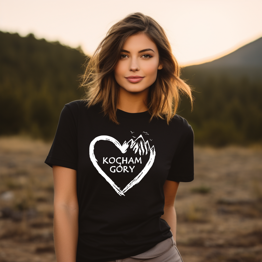 prezenty dla niej Zestawy z Koszulką  Prezent dla Miłośniczki Gór Koszulka Tshirt Kocham Góry, pomysl na prezent dla niej pod choinkę zestaw z koszulką , prezent na święta dla dziewczyny Koszulka T Shirt Damski w  Zestawie Prezentowy dla żony miłośniczki gór2