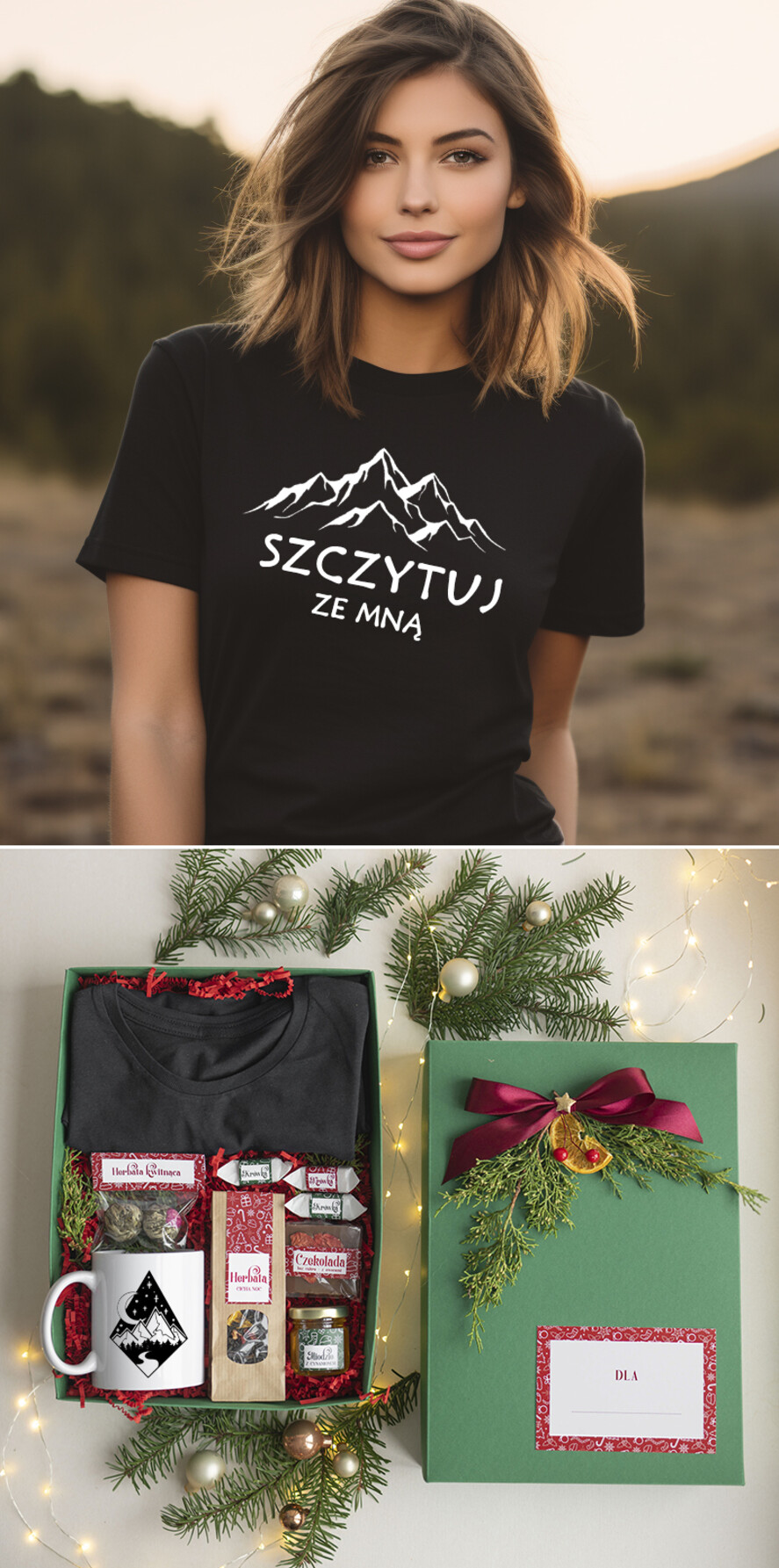 prezenty dla niej Zestawy z Koszulką  Prezent dla Miłośniczki Gór, pomysl na prezent dla niej pod choinkę, prezent na święta dla dziewczyny, kreatywny prezent dla córki  Zestaw Prezentowy dla dziewczyny - żony miłośniczki gór0