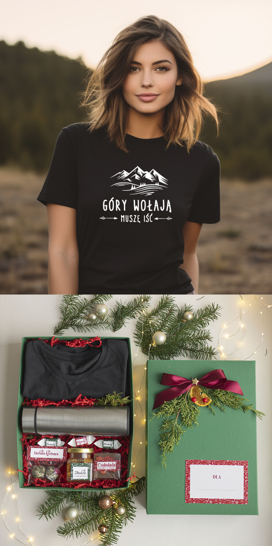 prezenty dla niej Zestawy z Koszulką  Prezent dla Miłośniczki Gór koszulka z napisem góry wołają muszę iść, pomysl na prezent dla niej pod choinkę zestaw z koszulką i termosem, prezent na święta dla dziewczyny koszulka w góry i nie tylko , kreatywny prezent dla córki tatromaniaczki 0