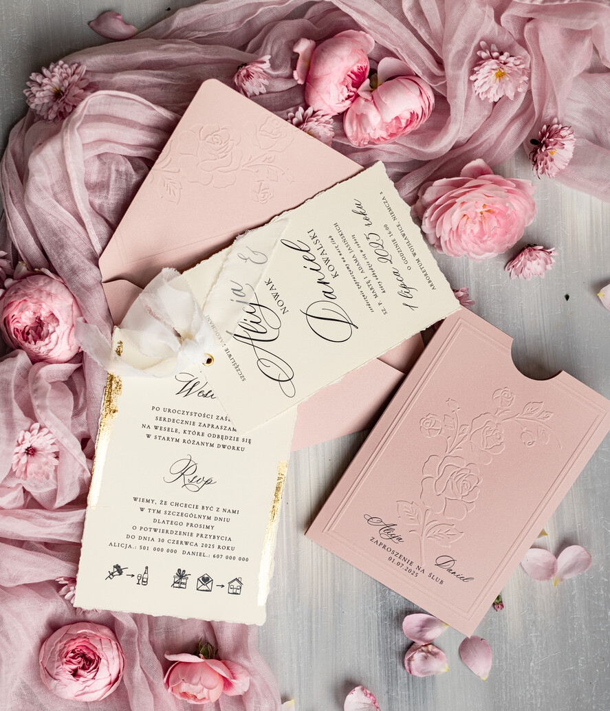 Zaproszenia ślubne z perełkami / tłoczeniem zaproszenia ślubne w kieszonce, eleganckie zaproszenia ślubne z jedwabną wstążką, tłoczone zaproszenia na ślub i wesele, tłoczone złote zaproszenie na ślub8