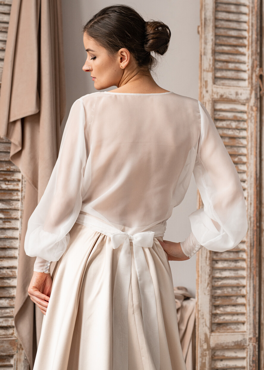 Panna Młoda Bolerka bolerka, narzutki, sweterki Narzutka na letni ślub, Bolerko kopertowe, eleganckie bolerko ślubne, bolerko do sukni ślubnej, delikatne bolerko ślubne, letnia narzutka ślubna6