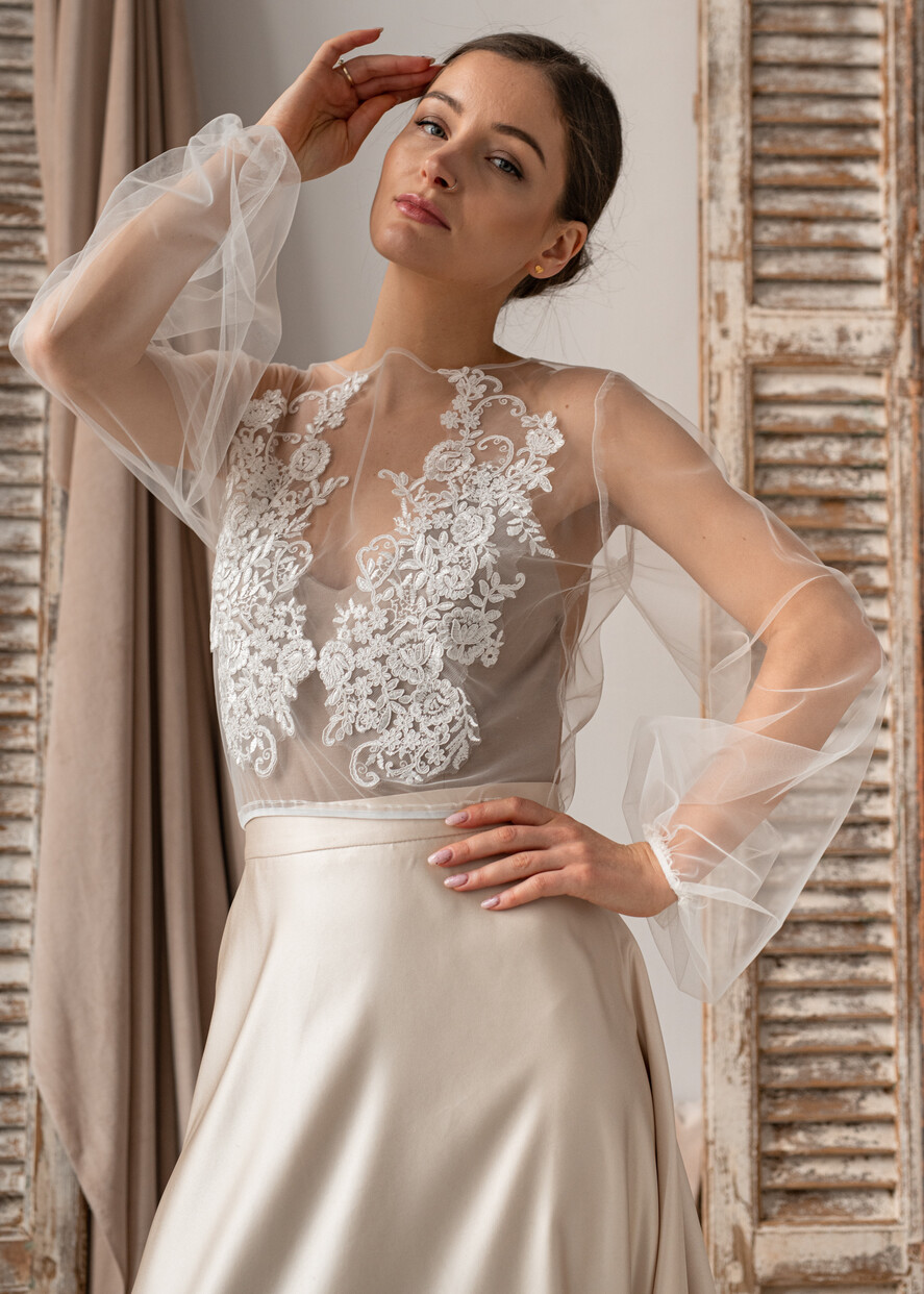 Panna Młoda Bolerka bolerka, narzutki, sweterki śliczne bolerko ślubne z koronką, koronkowe bolerko do sukni ślubnej, delikatne bolerko ślubne, koronkowa narzutka ślubne 0