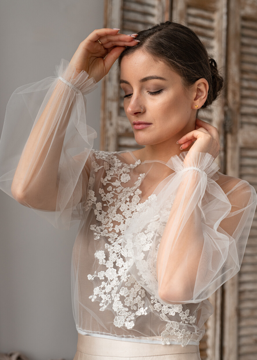 Panna Młoda Bolerka bolerka, narzutki, sweterki śliczne bolerko ślubne z koronką, koronkowe bolerko do sukni ślubnej, delikatne bolerko ślubne, koronkowa narzutka ślubne 8