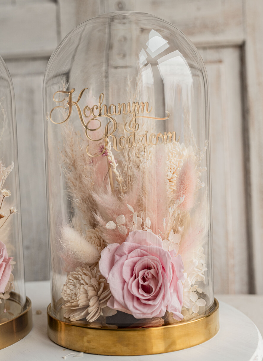 Prezenty, Podziękowania dla Rodziców Kompozycje Kwiatowe / Flowerboxy ślubne podziekowania dla rodzicow prezent dla mamy i taty na wesele kwiaty w kopule kompozycja z kwiatów suszonych pomysł na prezent dla rodziców, wieczne róże14