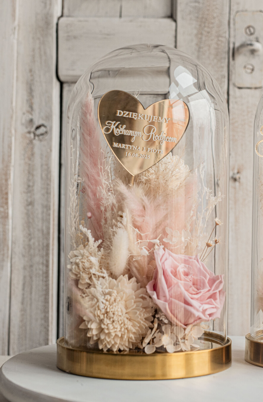 Prezenty, Podziękowania dla Rodziców Kompozycje Kwiatowe / Flowerboxy ślubne podziekowania dla rodzicow prezent dla mamy i taty na wesele kwiaty w kopule kompozycja z kwiatów suszonych pomysł na prezent dla rodziców, wieczne róże16