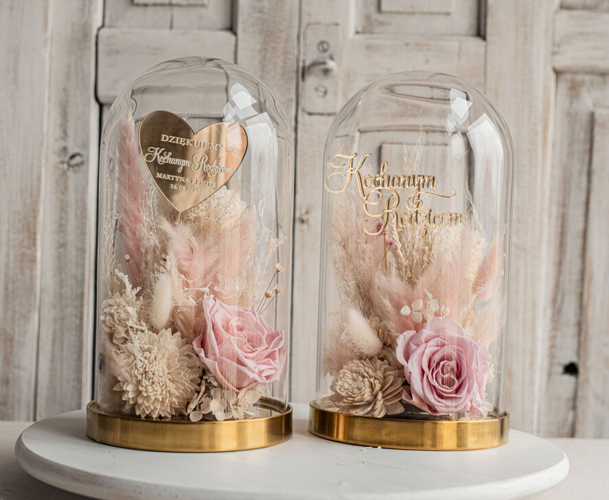 Prezenty, Podziękowania dla Rodziców Kompozycje Kwiatowe / Flowerboxy ślubne podziekowania dla rodzicow prezent dla mamy i taty na wesele kwiaty w kopule kompozycja z kwiatów suszonych pomysł na prezent dla rodziców, wieczne róże17