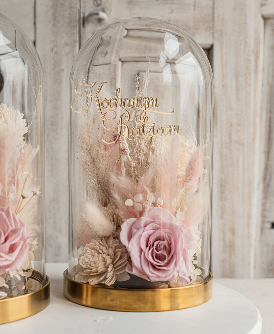 Prezenty, Podziękowania dla Rodziców Kompozycje Kwiatowe / Flowerboxy ślubne podziekowania dla rodzicow prezent dla mamy i taty na wesele kwiaty w kopule kompozycja z kwiatów suszonych pomysł na prezent dla rodziców, wieczne róże18