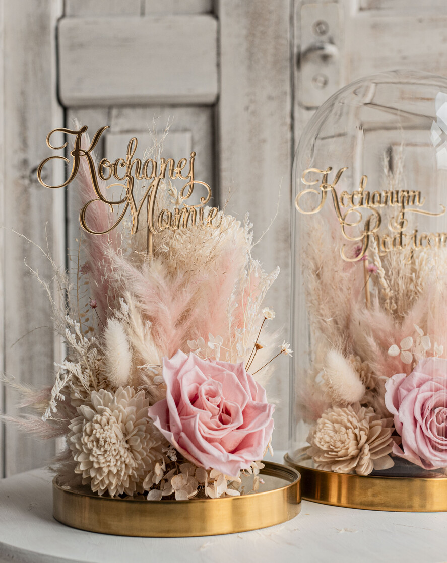 Prezenty, Podziękowania dla Rodziców Kompozycje Kwiatowe / Flowerboxy ślubne podziekowania dla rodzicow prezent dla mamy i taty na wesele kwiaty w kopule kompozycja z kwiatów suszonych pomysł na prezent dla rodziców, wieczne róże7