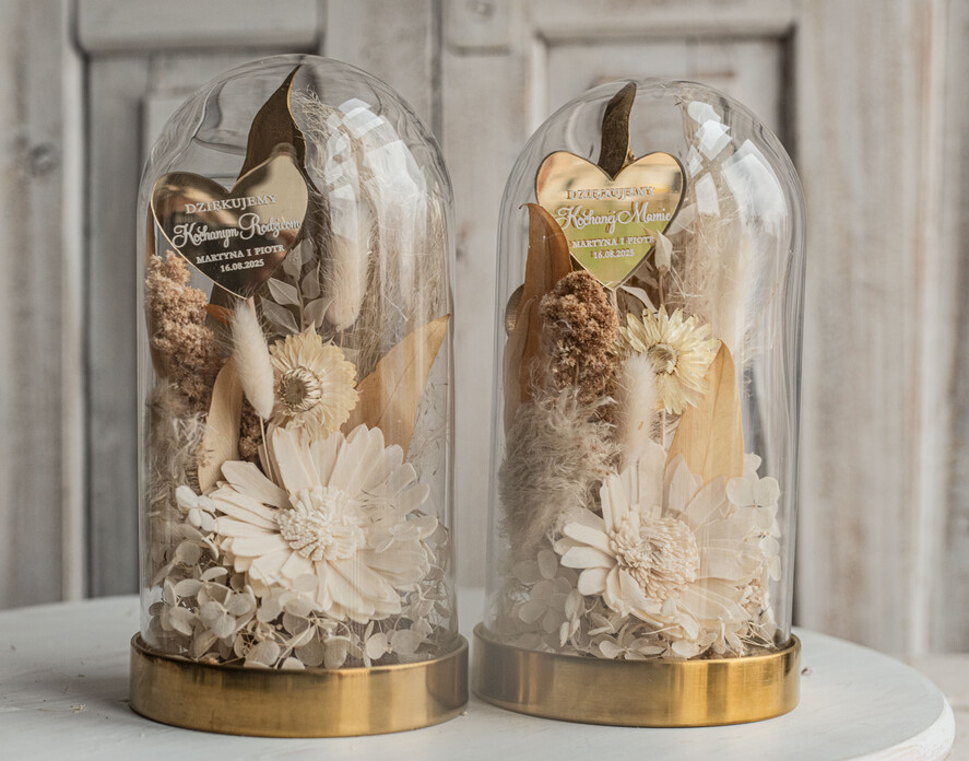 Prezenty, Podziękowania dla Rodziców Kompozycje Kwiatowe / Flowerboxy ślubne podziekowania dla rodzicow prezent dla mamy i taty na wesele kwiaty w kopule kompozycja z kwiatów suszonych pomysł na prezent dla rodziców, wieczne róże0