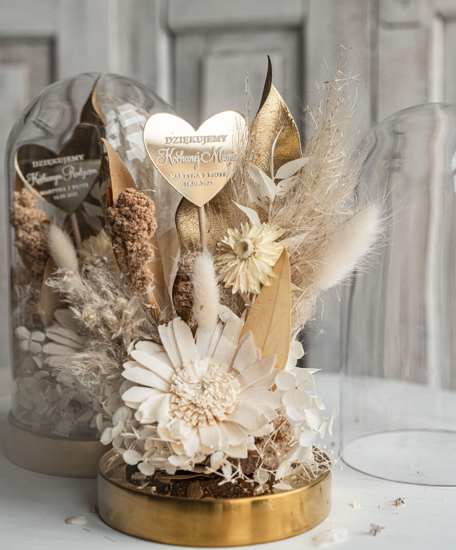 Prezenty, Podziękowania dla Rodziców Kompozycje Kwiatowe / Flowerboxy ślubne podziekowania dla rodzicow prezent dla mamy i taty na wesele kwiaty w kopule kompozycja z kwiatów suszonych pomysł na prezent dla rodziców, wieczne róże4
