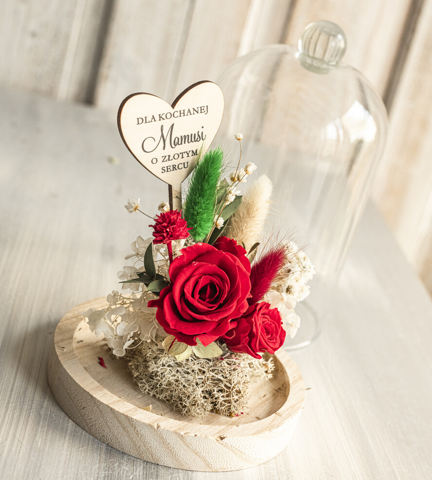 Prezenty dla Mamy flowerboxy, box ze słodyczami  prezent na dzień Mamy, prezent dla mamy flowerbox z suszonych kwiatów, suszone kwiaty w szkle, pomysł na prezent z okazji dnia mamy5
