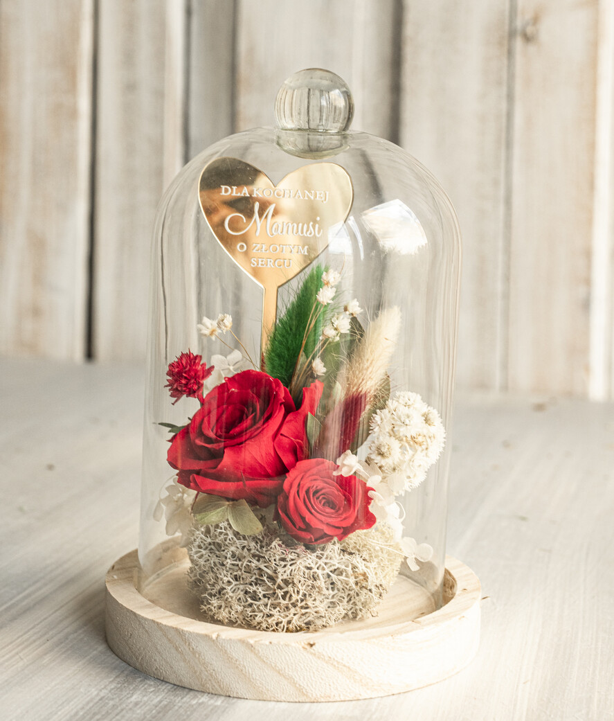 Prezenty dla Mamy flowerboxy, box ze słodyczami  prezent na dzień Mamy, prezent dla mamy flowerbox z suszonych kwiatów, suszone kwiaty w szkle, pomysł na prezent z okazji dnia mamy0