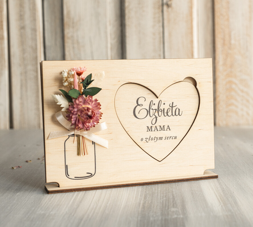 Prezenty dla Mamy kwiaty flowerboxy drewniana tabliczka z życzeniami na dzień Mamy prezent dla Mamy z okazji dnia Matki, kwiaty prezent dla mamy, kompozycja z suszonych kwiatów pomysł na prezent dla mamy5