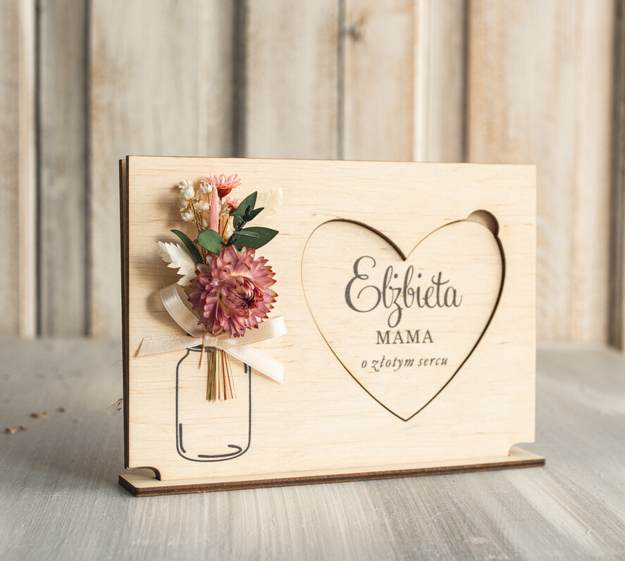 Prezenty dla Mamy kwiaty flowerboxy drewniana tabliczka z życzeniami na dzień Mamy prezent dla Mamy z okazji dnia Matki, kwiaty prezent dla mamy, kompozycja z suszonych kwiatów pomysł na prezent dla mamy4