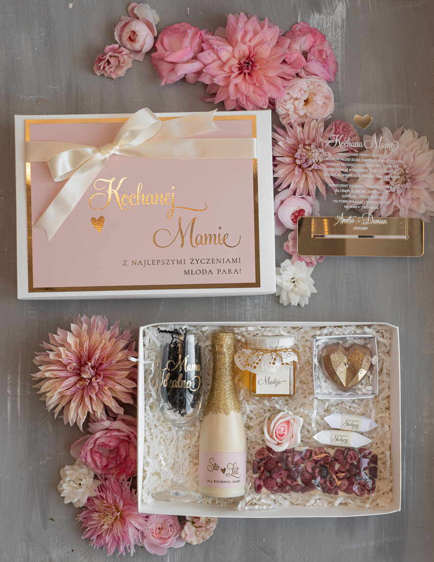 Prezenty, Podziękowania dla Mamy  zestawy do szampana Wyjątkowe prezenty dla Mamy szampanówka Mama Idealna, Fajne pomysły na prezent dla Mamy, podziękowanie dla Mamy na weselu, box prezentowy dla mamy0