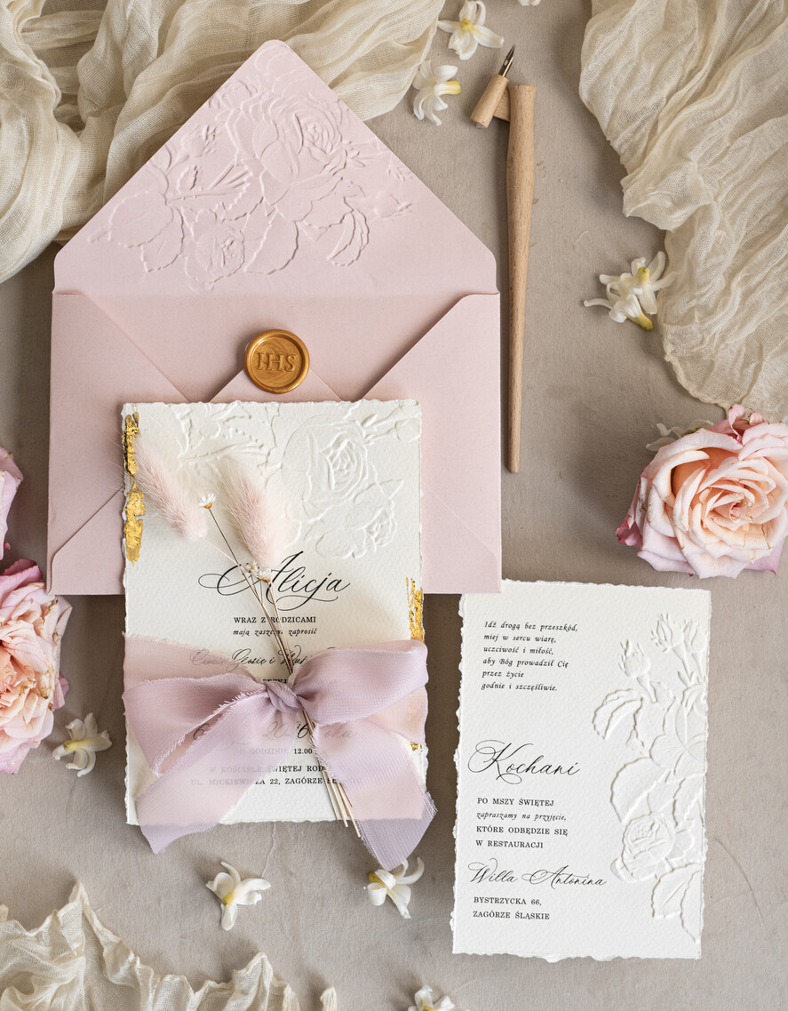 Zaproszenia na Komunię  dziewczynka  Różowe zaproszenia komunijne z dmuszkiem dla dziewczynki, zaproszenia na komunię ze wstążką, złote zaproszenia na komunię, zaproszenia na Pierwszą Komunię3