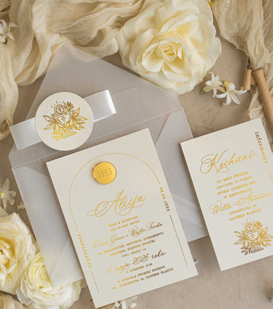 Zaproszenia na Komunię dla Dziewczynki dziewczynka  delikatne zaproszenie Komunijne, eleganckie zaproszenia na Komunię , Złote Zaproszenia na Komunię dla dziewczynki, zaproszenia Komunijne ze złotymi literami5