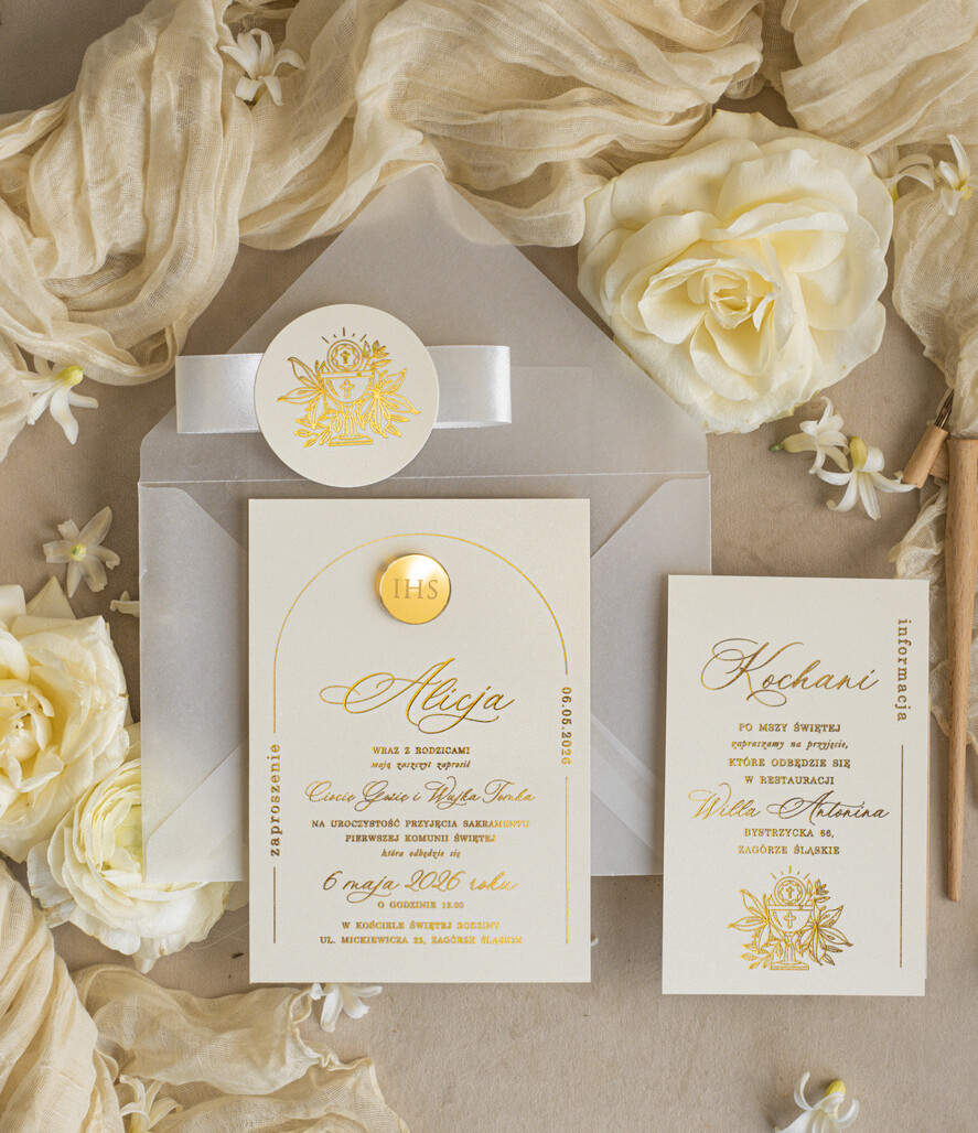 Zaproszenia na Komunię dla Dziewczynki dziewczynka  delikatne zaproszenie Komunijne, eleganckie zaproszenia na Komunię , Złote Zaproszenia na Komunię dla dziewczynki, zaproszenia Komunijne ze złotymi literami6