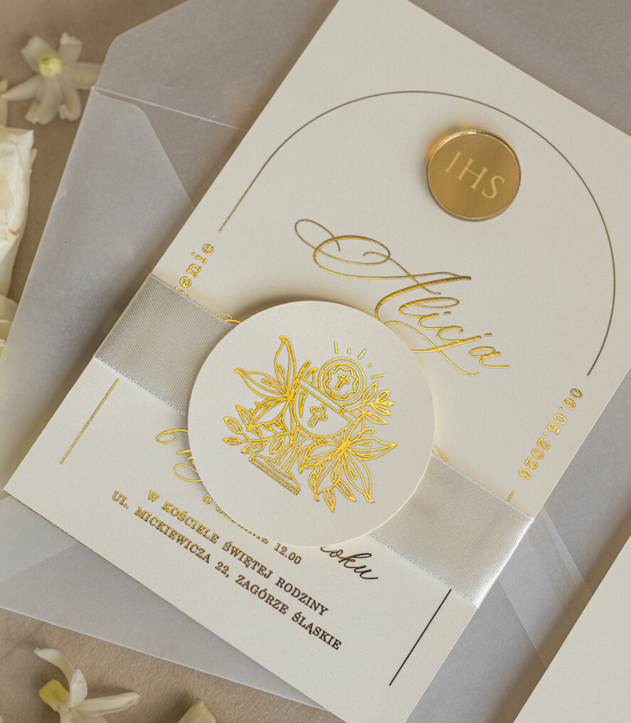 Zaproszenia na Komunię  dziewczynka  delikatne zaproszenie Komunijne, eleganckie zaproszenia na Komunię , Złote Zaproszenia na Komunię dla dziewczynki, zaproszenia Komunijne ze złotymi literami1