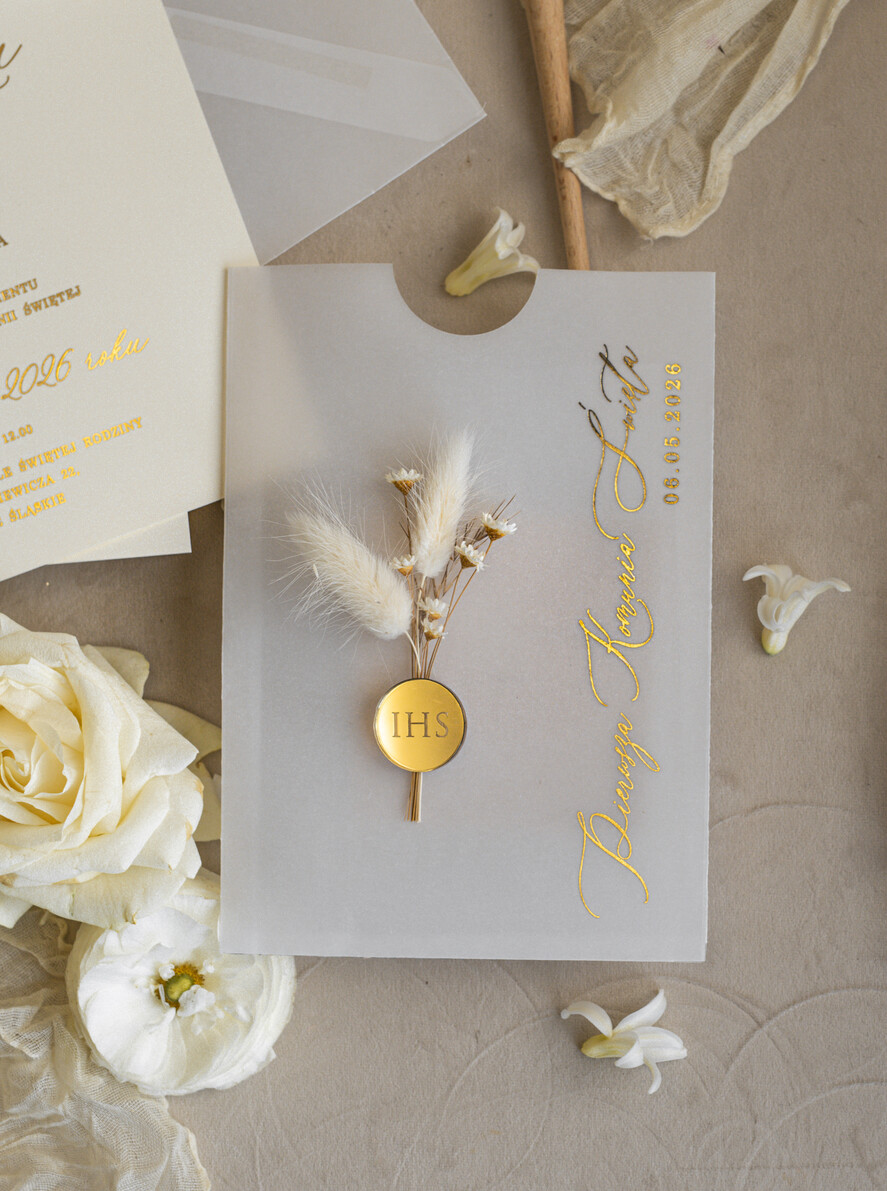 Zaproszenia na Komunię  dziewczynka  Eleganckie zaproszenia komunijne dla dziewczynki, zaproszenia na komunię z kwiatami, złote zaproszenia na komunię, zaproszenia na Pierwszą Komunię6