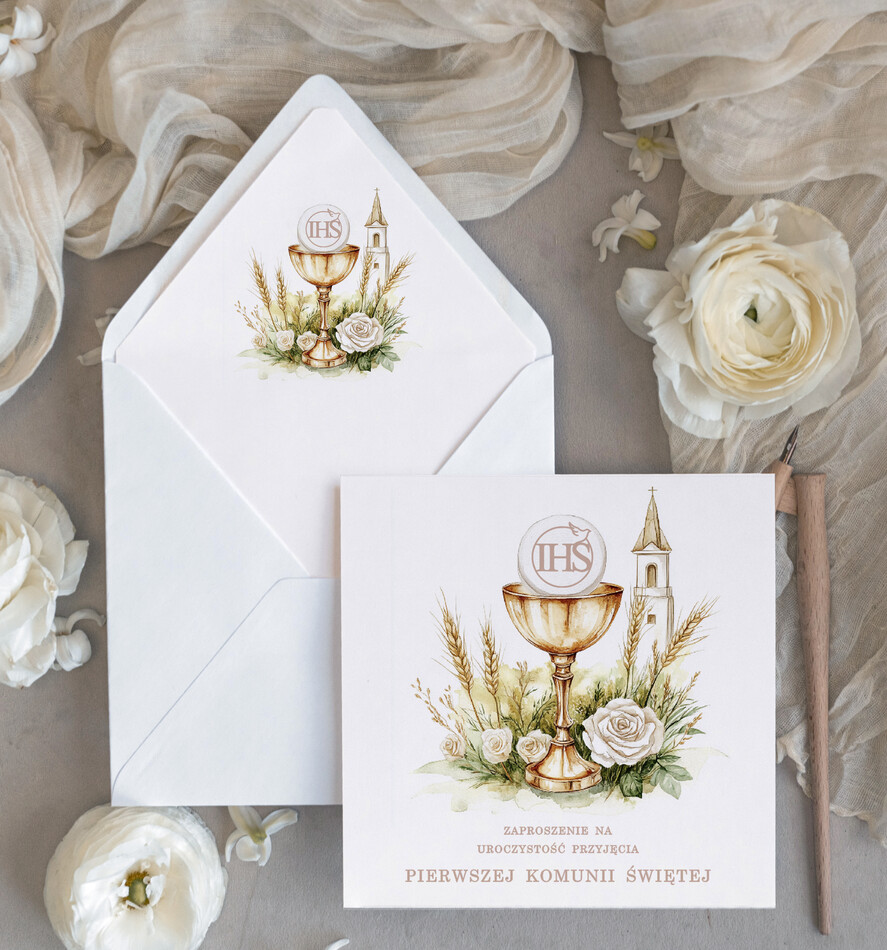 Zaproszenia na Komunię  dziewczynka  Nowoczesne zaproszenia na komunię dla dziewczynki Eleganckie zaproszenia komunijne personalizowane Zaproszenia komunijne personalizowane dla dziewczynki0