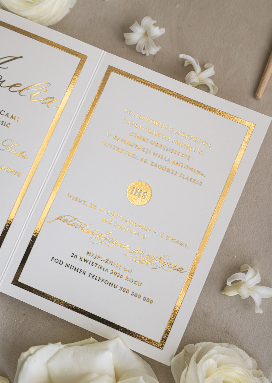 Zaproszenia na Komunię dla Dziewczynki dziewczynka  Nowoczesne zaproszenia na Komunię, Złote Zaproszenia na Komunię dla dziewczynki, Eleganckie zaproszenia Komunijne ze złotymi literami4