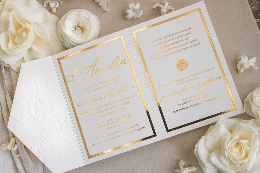 Zaproszenia na Komunię dla Dziewczynki dziewczynka  Nowoczesne zaproszenia na Komunię, Złote Zaproszenia na Komunię dla dziewczynki, Eleganckie zaproszenia Komunijne ze złotymi literami6