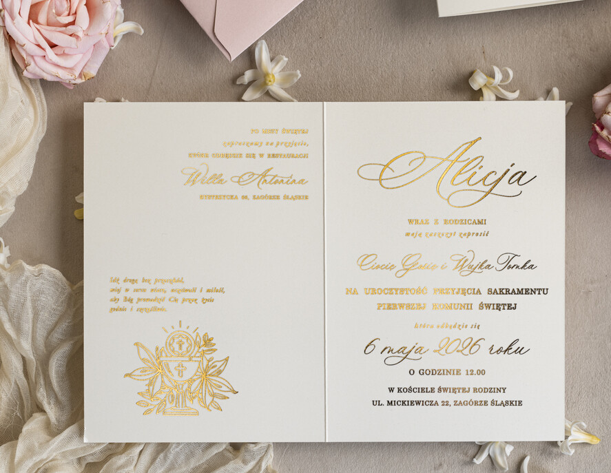 Zaproszenia na Komunię dla Dziewczynki dziewczynka  perełkowe zaproszenia na komunię dla dziewczynki, ręcznie robione zaproszenia na komunię złote komunijne zaproszenia dla dziewczynki z perełkami 2