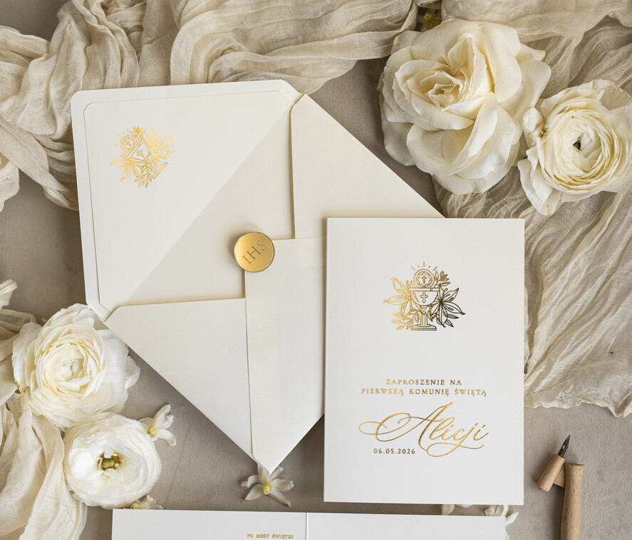Zaproszenia na Komunię  dziewczynka  złote lub srebrne ręcznie robione zaroszenia komunijne nietypowe zaproszenie na komunie personalizowane zaproszenia Komunijne proste zaproszenie na komunię dla dziewczynki1