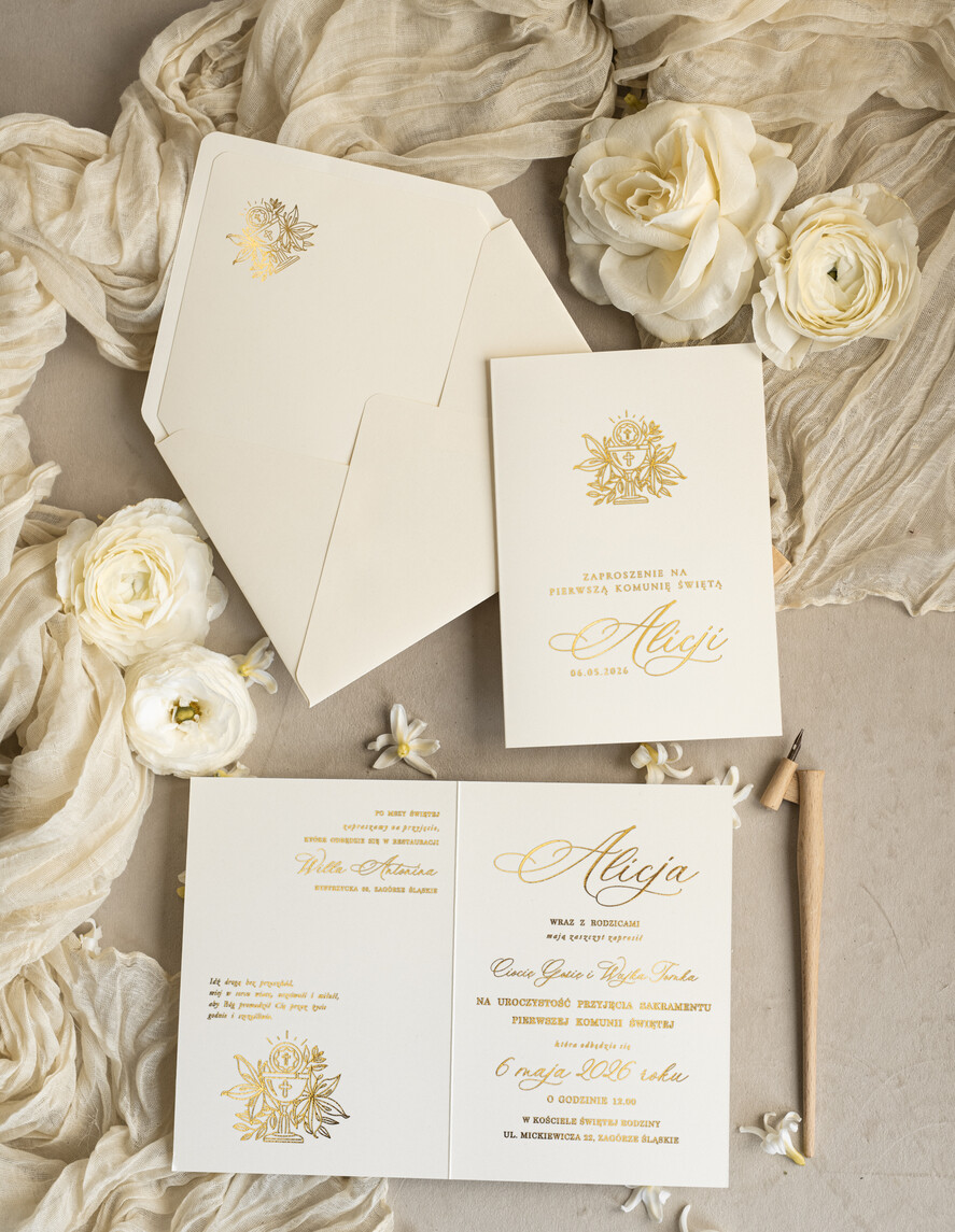 Zaproszenia na Komunię  dziewczynka  złote lub srebrne ręcznie robione zaroszenia komunijne nietypowe zaproszenie na komunie personalizowane zaproszenia Komunijne proste zaproszenie na komunię dla dziewczynki2
