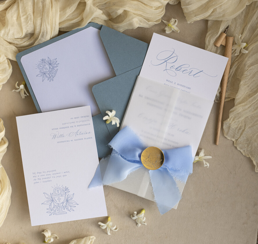 Zaproszenia na Komunię  chłopiec zaproszenia Komunijne dla chłopca, eleganckie zaproszenia komunijne, nowoczesne zaproszenie na komunię świętą, chłopięce zaproszenia komunijne 7