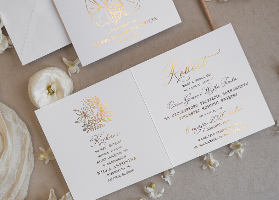 Zaproszenia na Komunię  chłopiec złote lub srebrne ręcznie robione zaroszenia komunijne nietypowe zaproszenie na komunie personalizowane zaproszenia Komunijne proste zaproszenie na komunię dla chłopca4