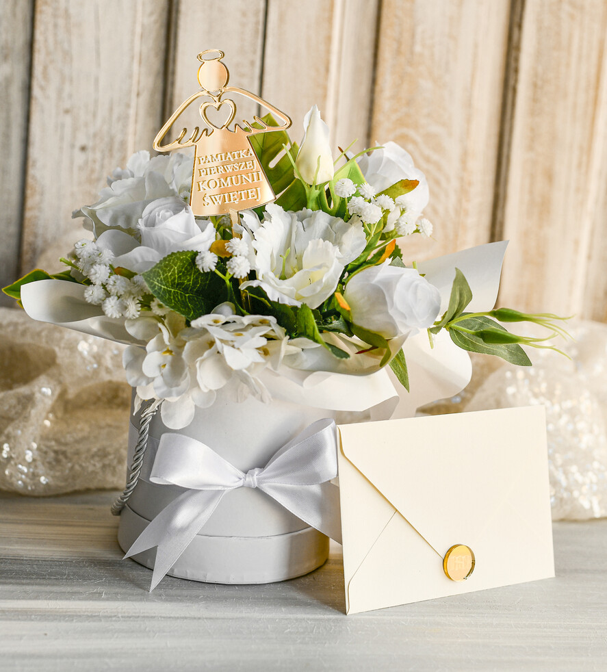 Pamiątki Prezenty na komunię  boxy prezentowe Zestaw Prezentowy od Chrzestnych na Pierwszą komunię, Flowerbox Komunijny opakowanie na pieniądze4