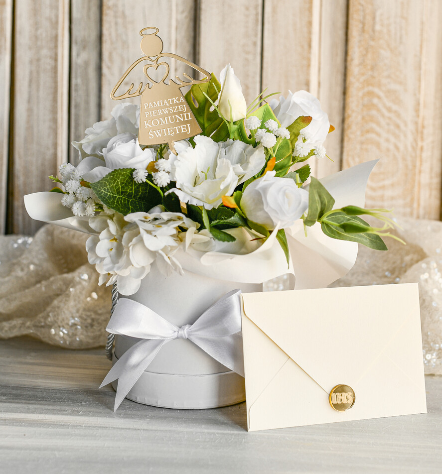 Pamiątki Prezenty na komunię  boxy prezentowe Zestaw Prezentowy od Chrzestnych na Pierwszą komunię, Flowerbox Komunijny opakowanie na pieniądze5