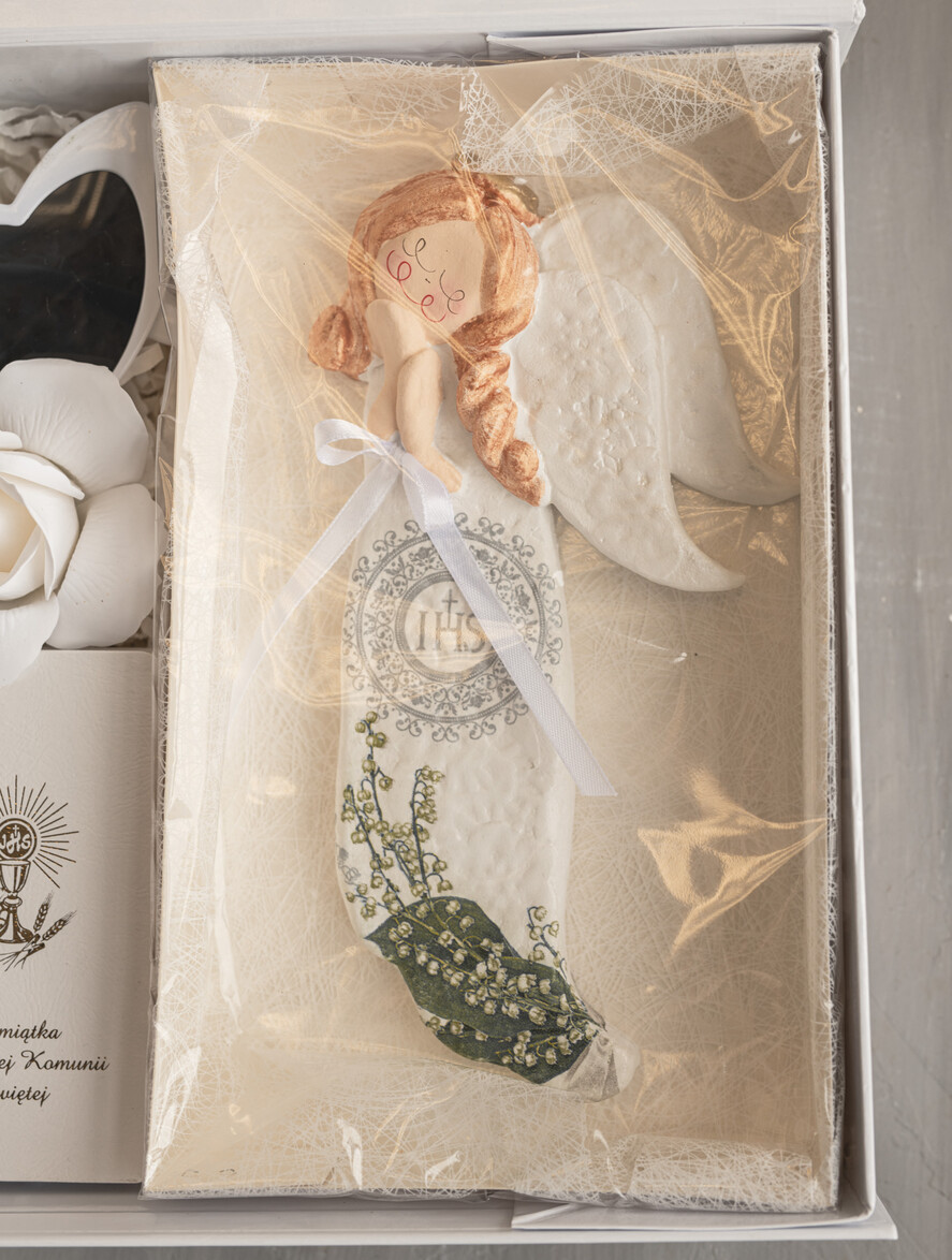 Pamiątki Prezenty na komunię  boxy prezentowe Ręcznie robiony aniołek na Komunię Świętą, wyjątkowa pamiątka Pierwszej Komunii Świętej, prezent na Pierwszą Komunię Świętą dla dziewczynki 1