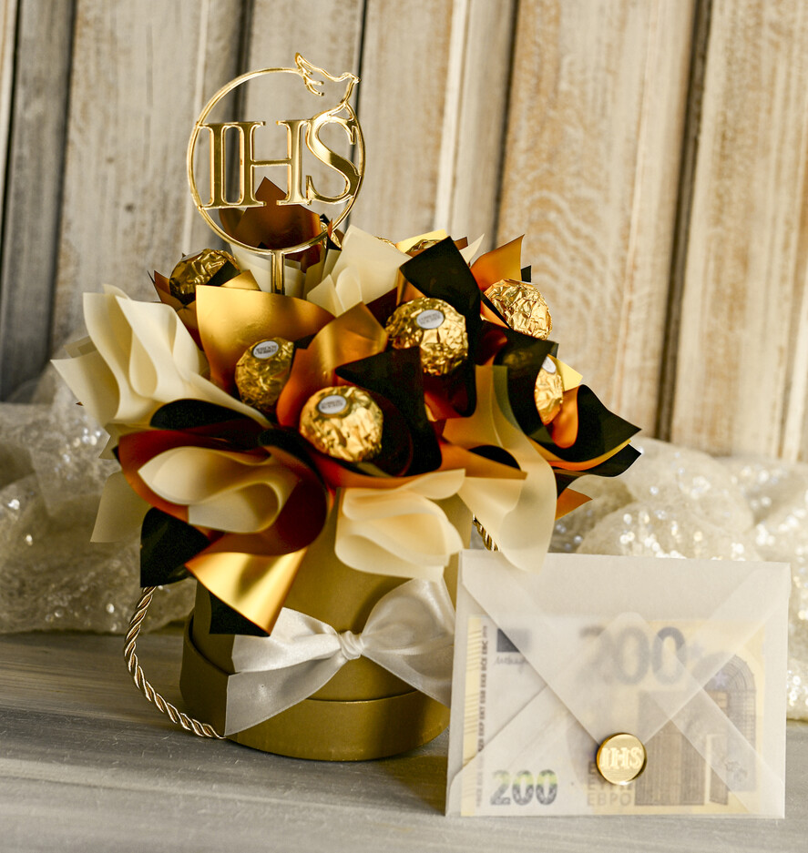 Pamiątki Prezenty na komunię  boxy prezentowe Zestaw Prezentowy od Chrzestnych na Pierwszą komunię, Flowerbox Komunijny opakowanie na pieniądze3