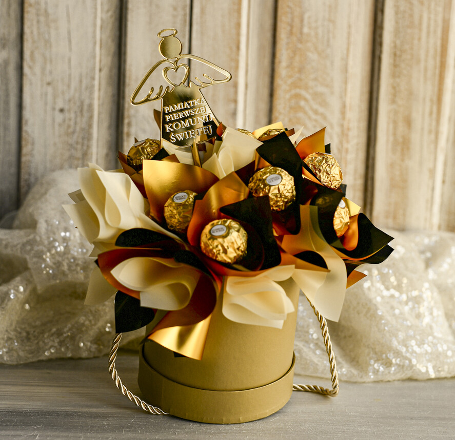Pamiątki Prezenty na komunię  boxy prezentowe Zestaw Prezentowy od Chrzestnych na Pierwszą komunię, Flowerbox Komunijny opakowanie na pieniądze14
