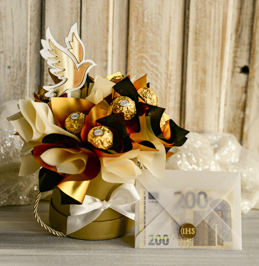 Pamiątki Prezenty na komunię  boxy prezentowe Zestaw Prezentowy od Chrzestnych na Pierwszą komunię, Flowerbox Komunijny opakowanie na pieniądze7