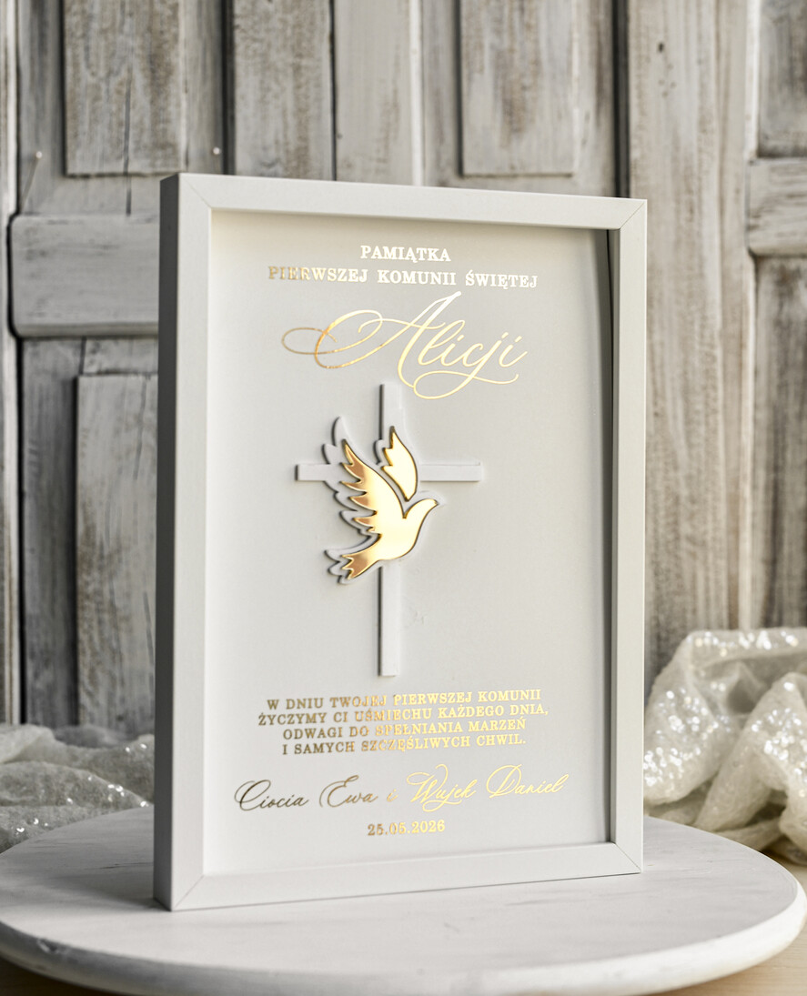 Pamiątki Prezenty na komunię  pamiątki na komunie  Pamiątka Pierwszej Komunii orbrazek z życzeniami Personalizowane pudełko na Prezent8