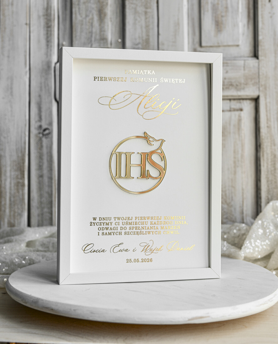 Pamiątki Prezenty na komunię  pamiątki na komunie  Pamiątka Pierwszej Komunii orbrazek z życzeniami Personalizowane pudełko na Prezent3