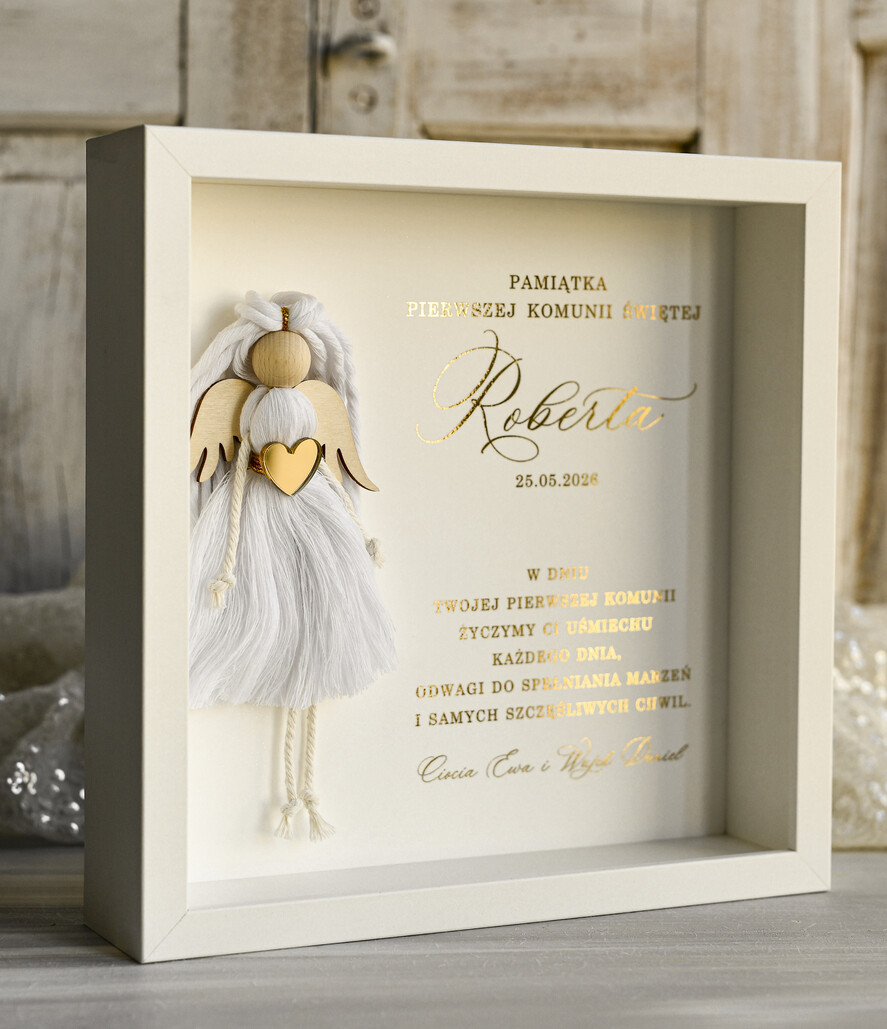 Pamiątki Prezenty na komunię  pamiątki na komunie  Pamiątka Pierwszej Komunii orbrazek z życzeniami Personalizowane pudełko na Prezent4