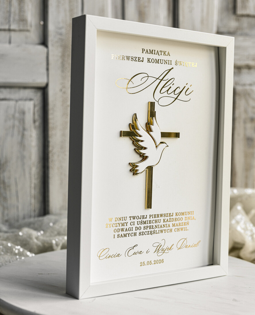 Pamiątki Prezenty na komunię  pamiątki na komunie  Pamiątka Pierwszej Komunii orbrazek z życzeniami Personalizowane pudełko na Prezent5